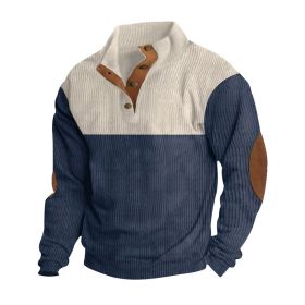 Spring And Autumn New Men's Stand-up Base Shirt Casual Sports Pullover (Option: Navy blue-L)
