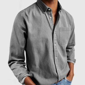 Men's Shirt New Long Sleeve Lapel (Option: Gray-5XL)