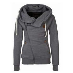 Women's Sport Cardigan Side Zipper Hoodie (Option: Dark Gray-L)