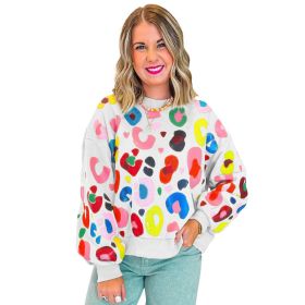 Winter Leopard Print Printed Crew Neck Sweatshirt (Option: P1color-L)